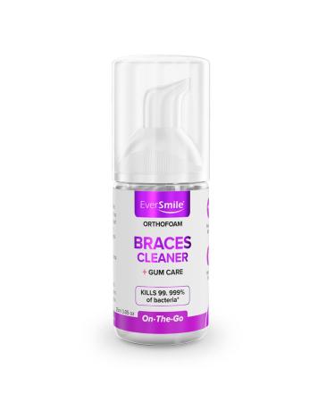 OrthoFoam Braces Cleaner - Cleans Under Metal  Ceramic or Clear Brackets & Wires. Can Brush or Rinse With & Use in Trays. Foaming Bubbles Whiten Teeth & Fight Plaque (1 Pack - 25 ml)