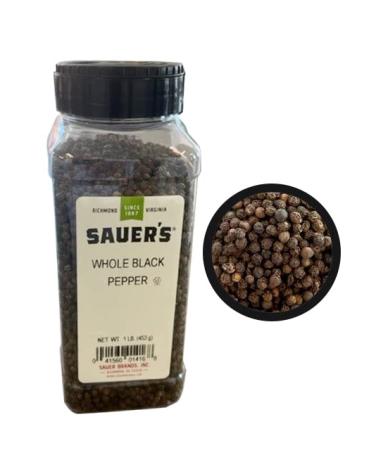 Sauer's Whole Black Pepper | 1 Pound Canister | Foodservice