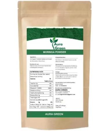 Aura Green Organic Moringa Powder 3.5oz - Non-GMO Superfood High Protein Boost Energy & Immunity USDA Certified - Buy Online on GoSupps.com