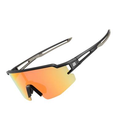 ROCKBROS Polarized Sunglasses for Men Women UV Protection Cycling Sunglasses Sport Glasses Black Yellow