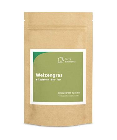 Terra Elements Organic Wheatgrass Tablets (500 mg 240 pcs) I Rich in Vitamin AI 100% pure I Vegan I Raw food