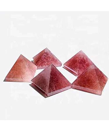 1pc 40mm Beautiful Polished Stones Strawberry Crystal Carving Pyramid Chakra Reiki Balancing