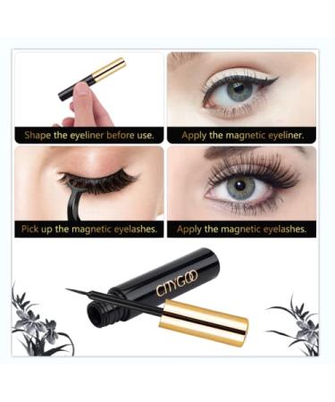Magnetic Eyelashes Kit - 10 Pairs with Eyeliner & Tweezers | Easy to Use Black Lashes - Buy Online on GoSupps.com