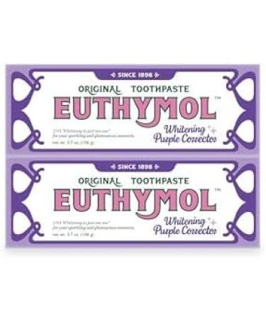 Euthymol Purple Whitening Toothpaste for Yellow & Sensitive Teeth | Violet Tone-Up Formula Instantly Brightens 24H Stain Defense Long-Lasting Fresh Breath (Pack of 2) 3.7 Ounce (Pack of 2) - Buy Online on GoSupps.com