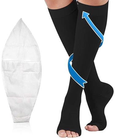 Medical compression stockings women & men 20-30 mmHg professional care for ankles support stockings with gradient compression for varicose veins circulatory promotion -Black S S