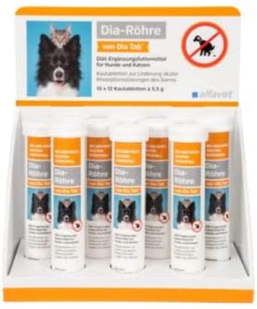 Alfavet Dia Tube - Double Pack for Dogs & Cats | Chewing Tablets for Diarrhea & Vomiting | 2 x 12 x 5.5g - International Shipping Available - Buy Online on GoSupps.com