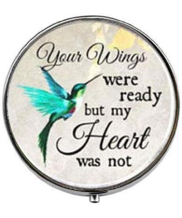 Your Wings were Ready but My Heart was Not - Memorial Art Photo Pill Box | Silver Charm Candy Box for Loss of Loved One - International Shipping - Buy Online on GoSupps.com