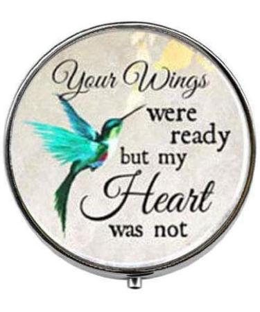 Your Wings were Ready but My Heart was not in Memory Loss of Loved one - Art Photo Pill Box - Charm Pill Box - Glass Candy Box 40 Silver