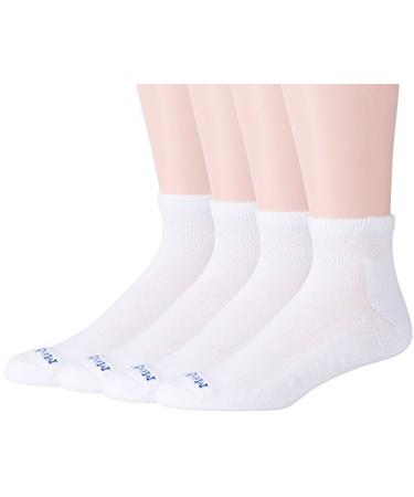 MediPEDS Men's 8 Pack Diabetic Quarter Socks with Non-Binding Top Shoe Size: Men's 7-12 Women's 10-13 White