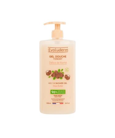 EVOLUDERM - Gel Douche Fondant D lice de Karit - 1000 ml - 96% d'Origine Naturelle - V gan - Fabrication Fran aise