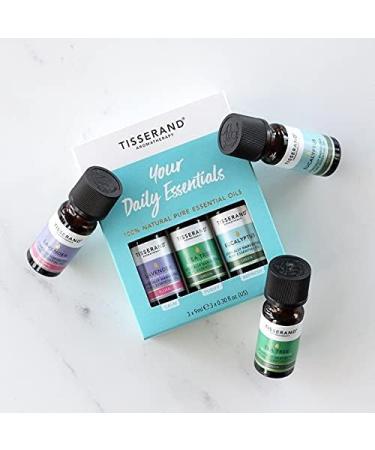Tisserand Aromatherapy Daily Essentials Kit - Lavender Tea Tree Eucalyptus - 100% Natural Pure Essential Oils - 3x10ml - Buy Online on GoSupps.com