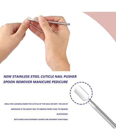 U-M PULABONew Stainless Steel Cuticle Nail Pusher Spoon Remover Manicure Pedicure 1 pcs Portable Metal Nail Trimmer Manicure Silver Nice Design as shown - Buy Online on GoSupps.com