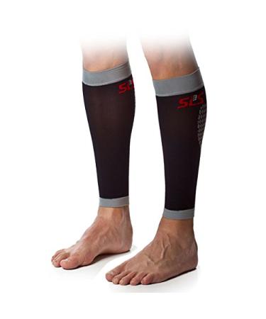 Calf Compression Sleeves for Legs | Shin Splints Relief Socks for Men & Women | Sports Injury Recovery & Pain Relief | Large Black Calf Guards - Buy Online on GoSupps.com