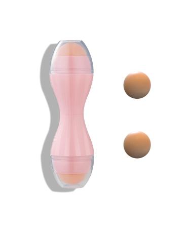 Oil-absorbing volcanic roller double head volcanic stone facial scooter with two interchangeable volcanic balls portable oil control roller for immediate removal of excess oil gloss (pink) pink b-style