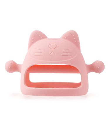 Baby Teether Cute Pink Cat Baby Teething Toy 3+ Months Food Grade Silicone Soothing Teether for Teething Pain Relief and Sucking Needs Washable Reusable Baby Chew Toys