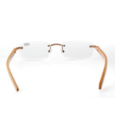 Eyekepper Rimless Reading Glasses with Spring Hinges & Wood Arms - Gold +2.0 | International Shipping Available - Buy Online on GoSupps.com