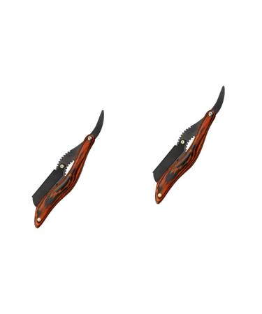 Minkissy 2st folding outer for men facial tool razor trimmer Razor Double manual bartschneider shaving old -fashioned knife holder man wooden blackx2st 16x3.5cmx2pcs