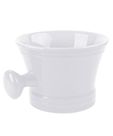 Linkidea Ceramic Shaving Mug with Knob Handle, Deep Size Wet Shaving Cup, Razor Shave Soap and Cream Bowl for Men, White