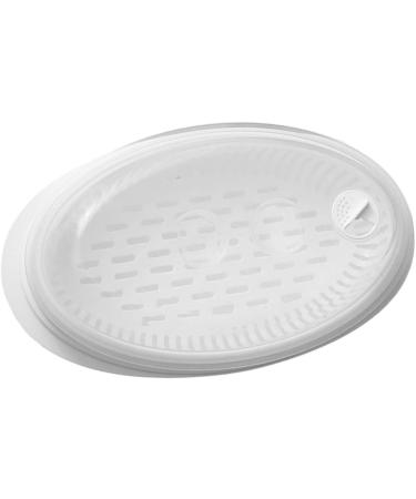 2 pcs steamer steam baskets for rice container with lid fish steaming holder fish steaming plate steamed fish plate oval fish pan microwave dish with cover white food grade pp Whitex2pcs 32.7x18.6cmx2pcs - Buy Online on GoSupps.com