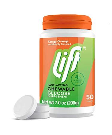 Lift | Fast-Acting Glucose Chewable Energy Tablets | Orange | 50 ct Jar (Pack of 1) 50 Count (Pack of 1) Orange