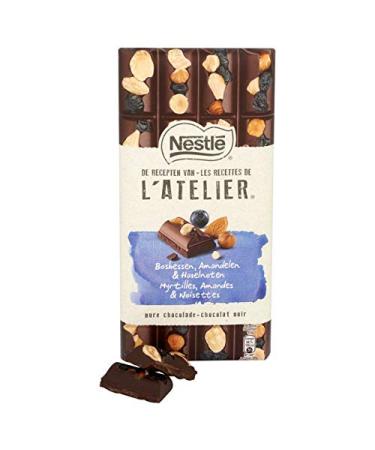 Nestl NESTLE L'ATELIER Dark chocolate with candied blueberries hazelnuts and almonds 195 g