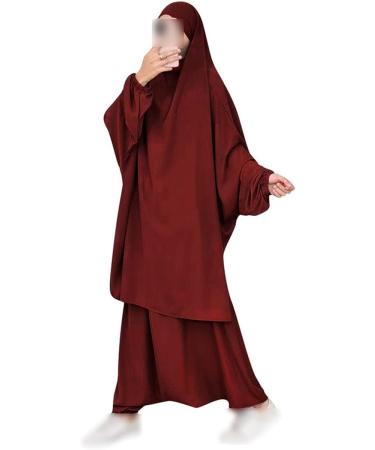 Kelsiop Eid Muslim Women Long Khimar 2-Piece Prayer Robe Set - Large Blue - Buy Online on GoSupps.com