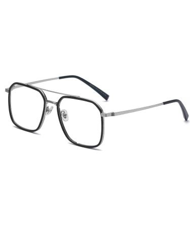 Oversized Eyeglasses Computer Readers Anti Eye Strain Aviator Reading Glasses Anti Blue Light Flat Light Mirror +350 Black