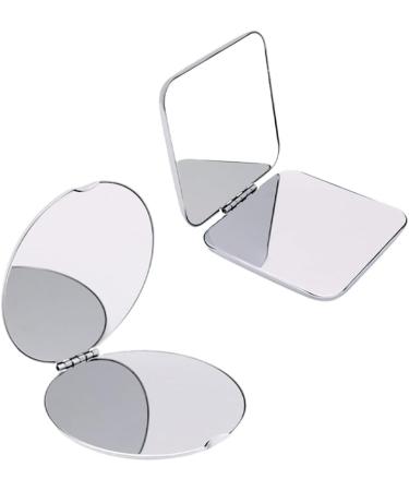 Folding Makeup Mirror Portable Stainless Steel Cosmetic Mirror Double Sided Pocket Mirror Square. - Buy Online on GoSupps.com