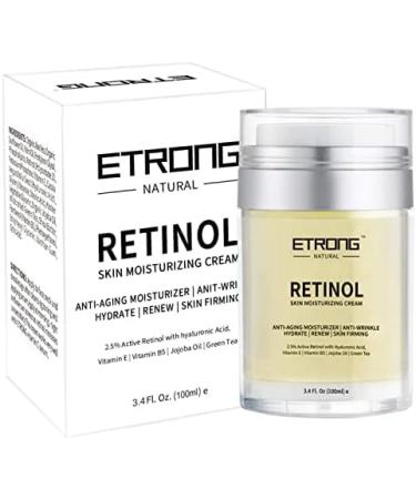 Retinol Moisturizer Cream ETRONG Anti-aging Wrinkle Night/Day Cream for Face and Eye with 2.5% Retinol Hyaluronic Vitamin E and Jojoba Oil (100 ml) - Buy Online on GoSupps.com