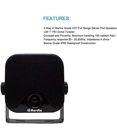 4 Heavy Duty Waterproof Marine Speakers - Surface Mounted for ATV, UTV, Golf Cart - Black - Buy Online on GoSupps.com