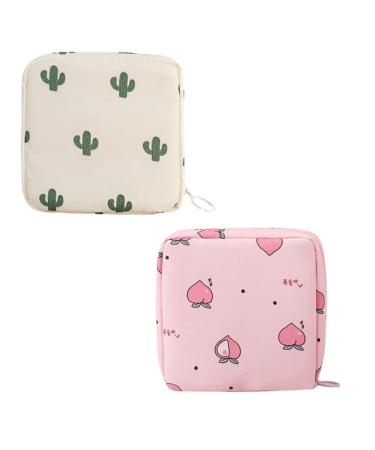 2 Pcs Period Pouch Sanitary Napkin Storage Bag Portable Tampon Storage Bag for Panty Liners Tampons Menstrual Cups Pouches Sanitary Pads Organizer