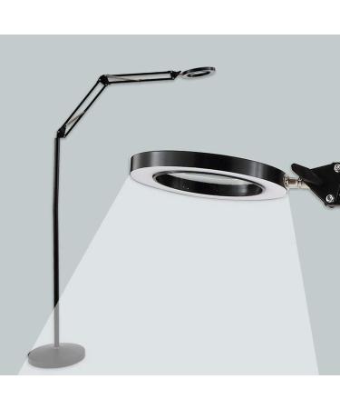 Magnifier LED Magnifying Lamp 8X Floor Lamp Magnifier Lamp High-Definition Optical Glass Rotation Adjustable Angle for Reading Beauty Crafts Jewelry Observation Black