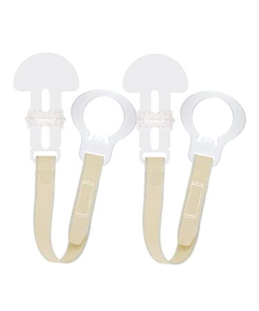 MAM Soother Clips Pack of 2 Baby Soother Chain Fits All MAM Soothers Newborn Essentials Cream Strap (Soothers Not Included) Stone Soother Pack of 2