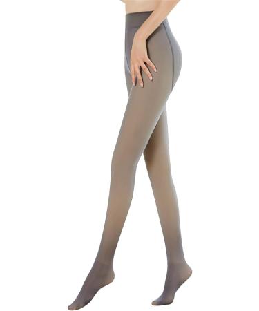 Winter Women's High Waist Thermal Leggings | Fleece Lined Translucent Pantyhose | Warm & Stylish 200g Thermo Tights in Gray - Buy Online on GoSupps.com