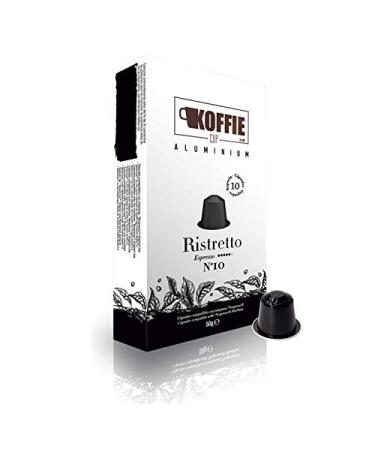 KOFFIE CUP- Ristretto- Compostable Ristretto Coffee Aluminum Capsules- Compatible with Nespresso Original Line, Aluminum, Total of 40 units (4x10 caps)