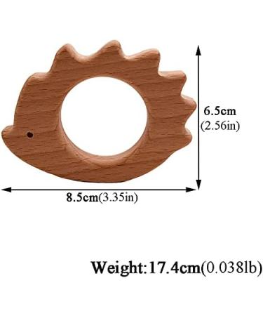 Wendysun 2pcs Cartoon Hedgehog & Beech Teether Set for Baby Teething - Natural Wood DIY Pendant Toy - Buy Online on GoSupps.com