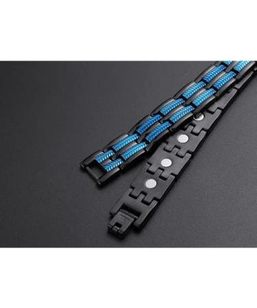 Magcopper Trendy Magnetic Stainless Steel Bracelet for Men | Galvanized Blue & Black | Perfect Gift for Father & Husband - Buy Online on GoSupps.com