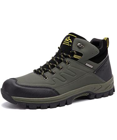 HIKLDK Mens Hiking Boots Lightweight & Breathable Trekking Shoes Non slip Ankle Boots for Outdoor Activities 12 Green