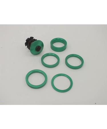 Motobecane Anodized 1 1/8 Headset Spacer Kit Top Cap and Star Nut Bolt Green