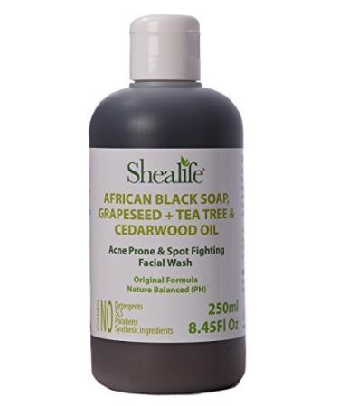 African Black Soap Liquid Grapeseed & Tea Tree & Cedarwood Oil. Face wash For Acne & Pimples 250ml