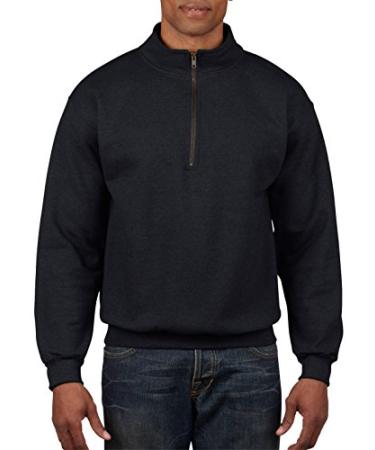 Gildan mens Fleece Quarter-zip Cadet Collar Sweatshirt, Style G18800 Large Black