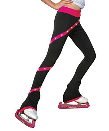 ChloeNoel P636F Spiral Light Weight Fleece Figure Skating Pants with Matching Crystals Small Fuchsia