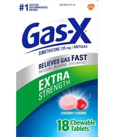 Gas-X Extra Strength Chewable Gas Relief Tablets - Simethicone 125 mg Cherry Flavor 36 Count Pack | Fast International Shipping - Buy Online on GoSupps.com