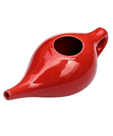 ANCIENT IMPEX Ceramic Neti Pot for Nasal Cleansing with 5 Sachets of Neti Salt | Compact and Travel-Friendly Design | Natural Remedy for Infection Sinus and Congestion (Crackle Red)