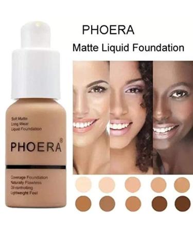 Glamza PHOERA Full Coverage Matte Foundation Concealer + Flat Face Brush (108 TAN) | Long Lasting, Brightening, Professional | UK Seller - Buy Online on GoSupps.com