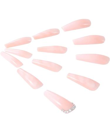 Coffin False Nails Long Nude Press On Acrylic Stick On Nails - 24pcs for Women and Girls - Buy Online on GoSupps.com