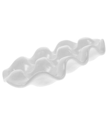 FELTECHELECTR Egg Holder Fixing Organizer Supply Egg Serveware Keeper Base Home Protective Stand Holder Ceramic for Ceramic Egg Tray 18.00X11.00X3.00CM White