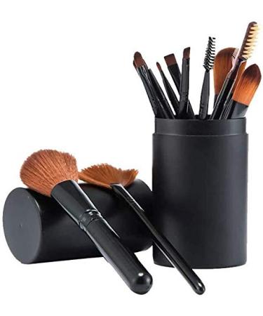 Professional 12 pc Makeup Brush Set - Flat Foundation Blush Eyeliner & Eyeshadow Brushes with Holder for Flawless Application | International Shipping Available - Buy Online on GoSupps.com
