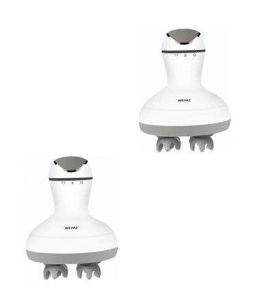 ULTECHNOVO 2pcs Head Massager White Silica Gel Charging Mode