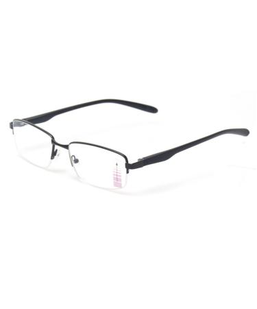 Kerecsen Progressive Multiple Focus Reading Glasses Metal Half Frame Multifocus Glasses Black 2.0 Diopters